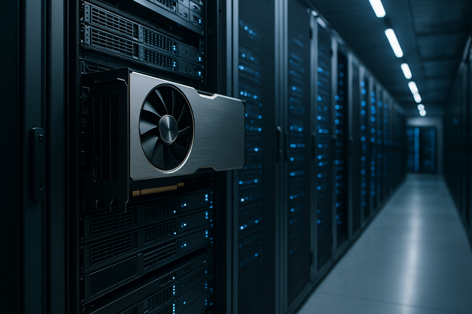 Data center con rack di calcolo ad alte prestazioni dedicato a carichi di lavoro di intelligenza artificiale