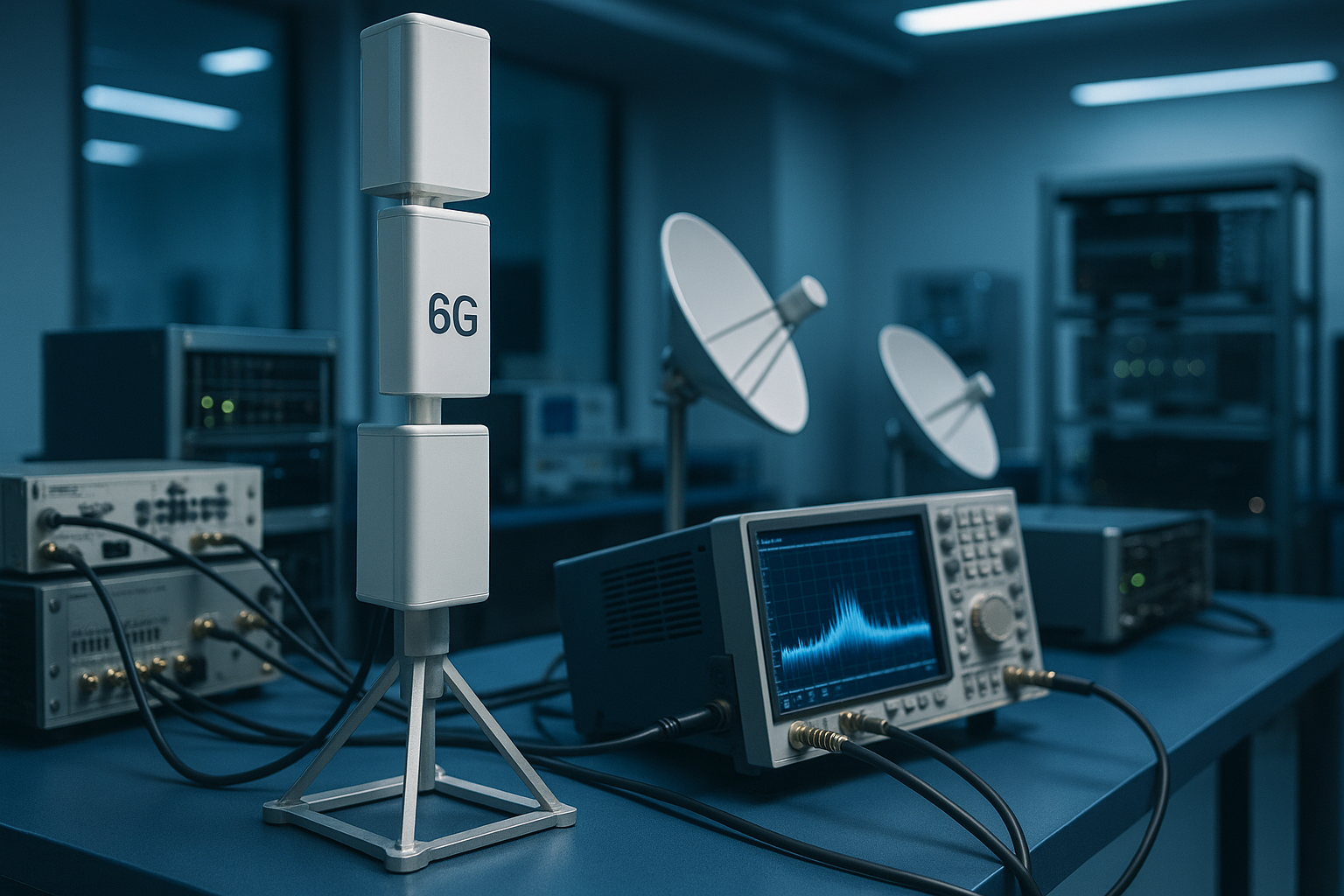Laboratorio di ricerca su reti mobili con apparecchiature radio e antenne per sperimentazioni 6G