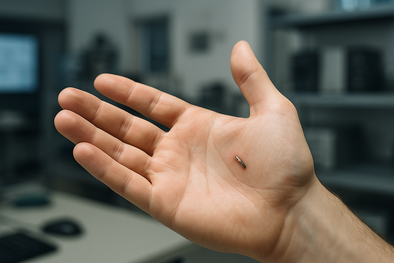Mano con microchip impiantabile sottocutaneo per autenticazione NFC