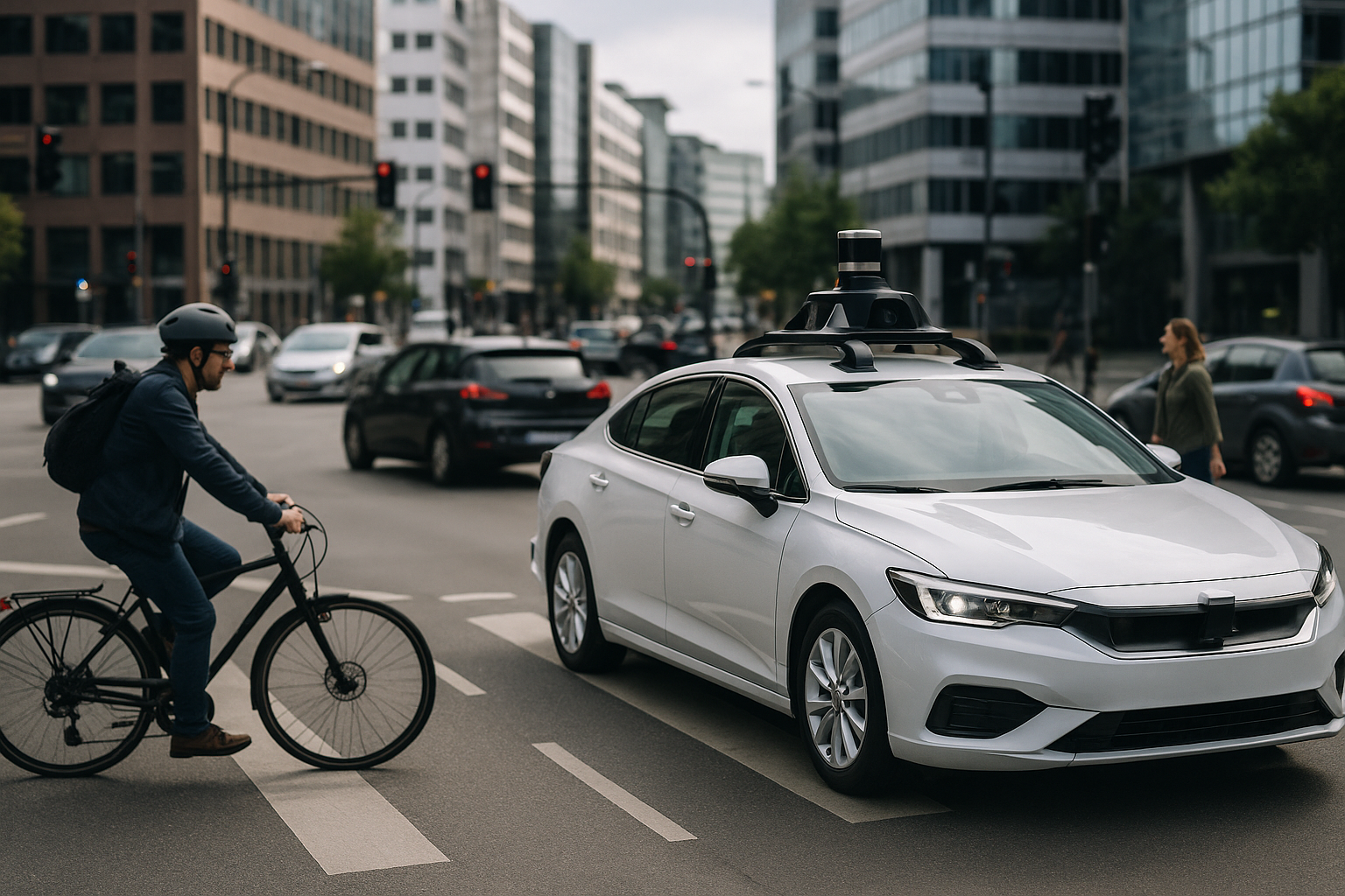 Incrocio urbano complesso usato come scenario di test per veicoli autonomi