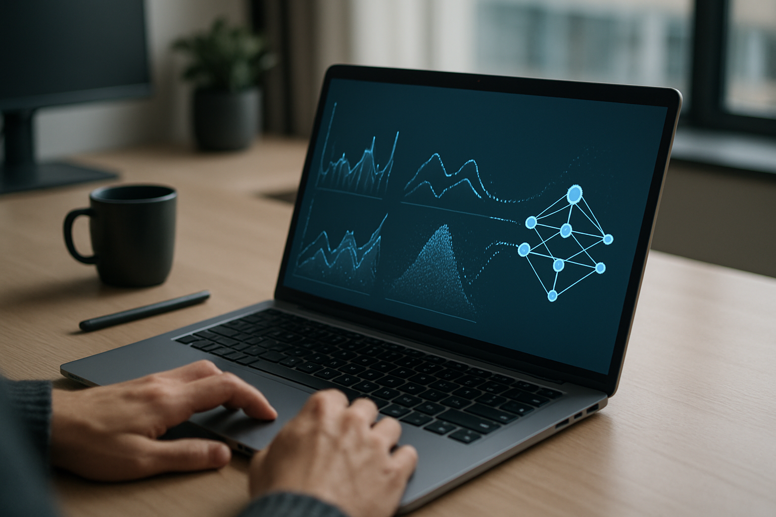 Rappresentazione astratta di dati che confluiscono in un modello di machine learning per supportare previsioni e decisioni